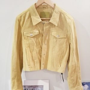 Chartreuse Blank NYC cropped suede jacket